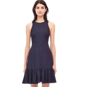 Rebecca Taylor Navy Ruffled Texture Dress